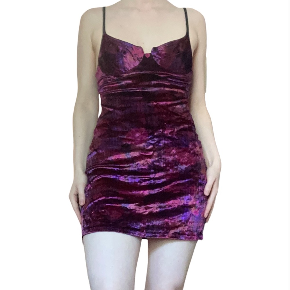 Vintage 1990s Y2K Victoria’s Secret Bustier Rayon Velvet Plaid Floral Slip